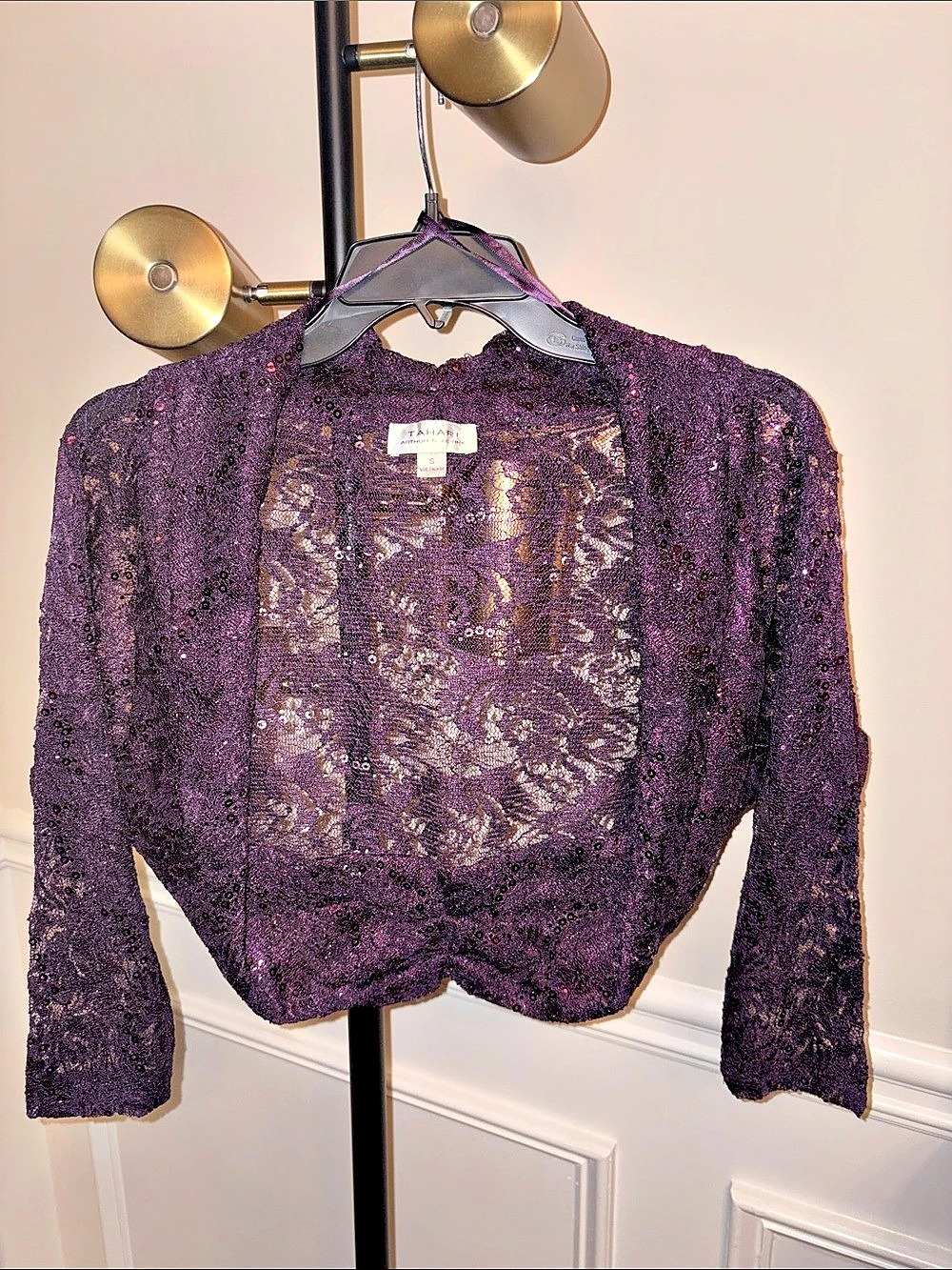 Tahari Arthur Small. Levine Purple Sequin Lace Jacket Size Small New without tag